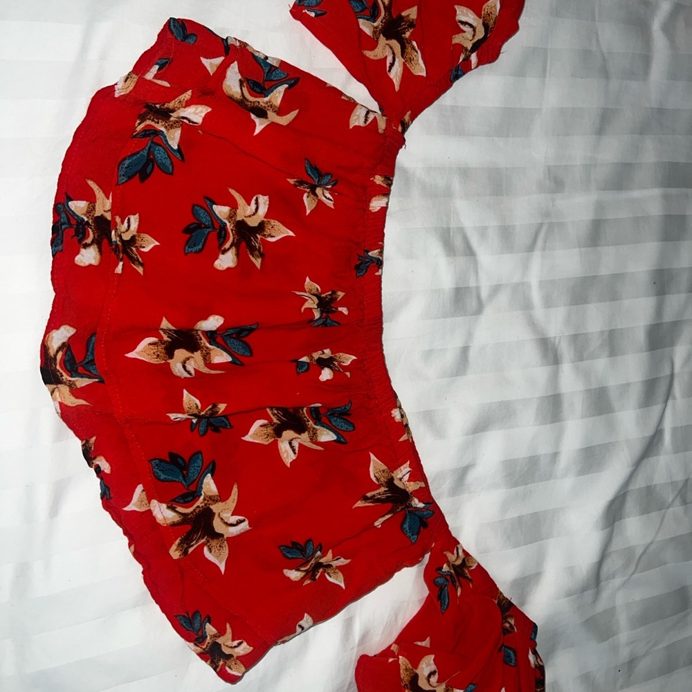 Floral Red Off-Shoulder Top